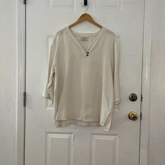 Hot Cotton Woman Plus-Size Lagoon Look Cream Linen Summer/Beach Tunic Sz 1x - Picture 1 of 8